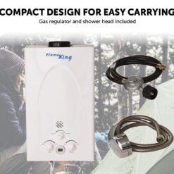 Flame King Tankless Outdoor Portable Camping Hot Shower Propane Gas 10L 2.64GPM Water Heater 68,000 BTU