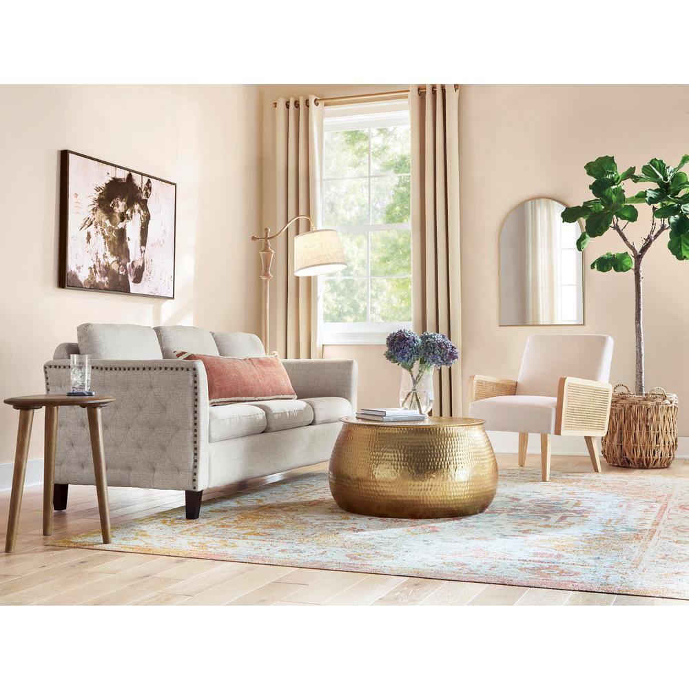 Home Decorators Collection Calluna 30 in. Gold Round Metal Coffee Table with Lift Top Storage
