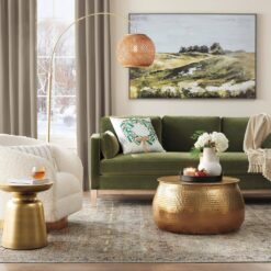 Home Decorators Collection Calluna 30 in. Gold Round Metal Coffee Table with Lift Top Storage