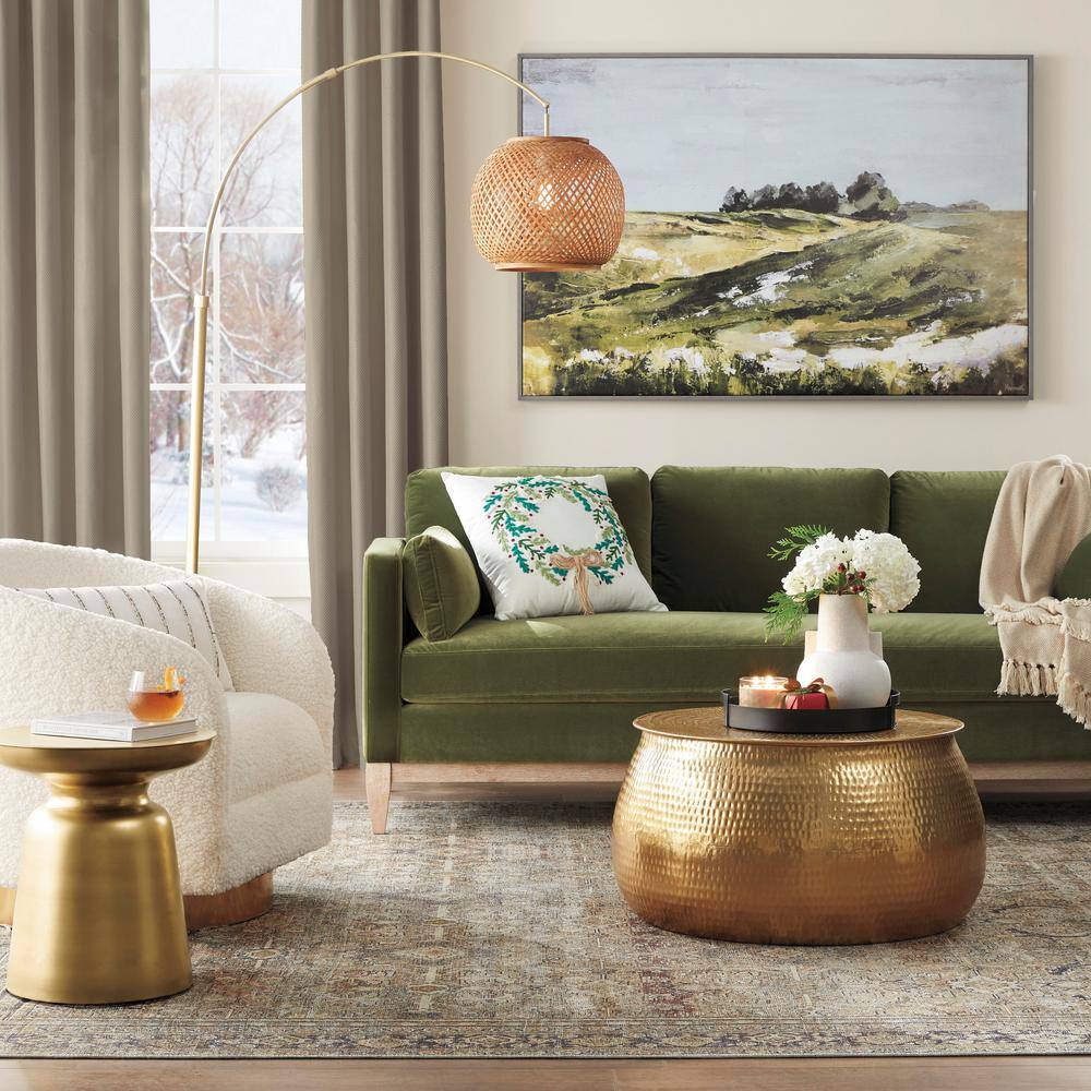 Home Decorators Collection Calluna 30 in. Gold Round Metal Coffee Table with Lift Top Storage