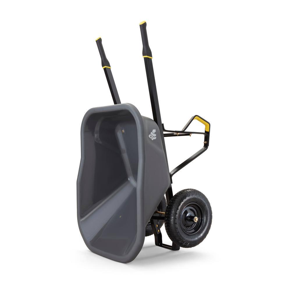 Gorilla 8 cu. ft. Dual-Wheel Wheelbarrow, Pro-Grade Poly Bucket, Steel Handles, Dual 16 in. Pneumatic Wheels, Easy-Dump Design