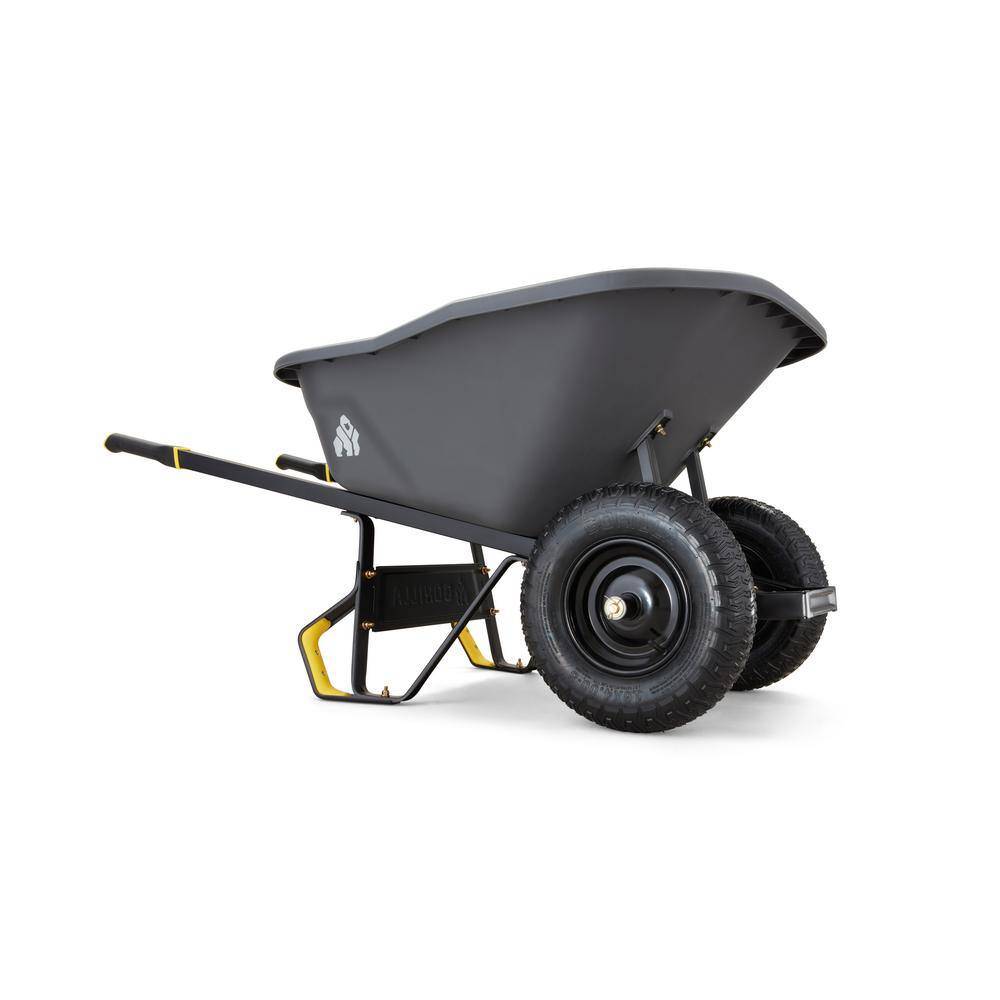 Gorilla 8 cu. ft. Dual-Wheel Wheelbarrow, Pro-Grade Poly Bucket, Steel Handles, Dual 16 in. Pneumatic Wheels, Easy-Dump Design
