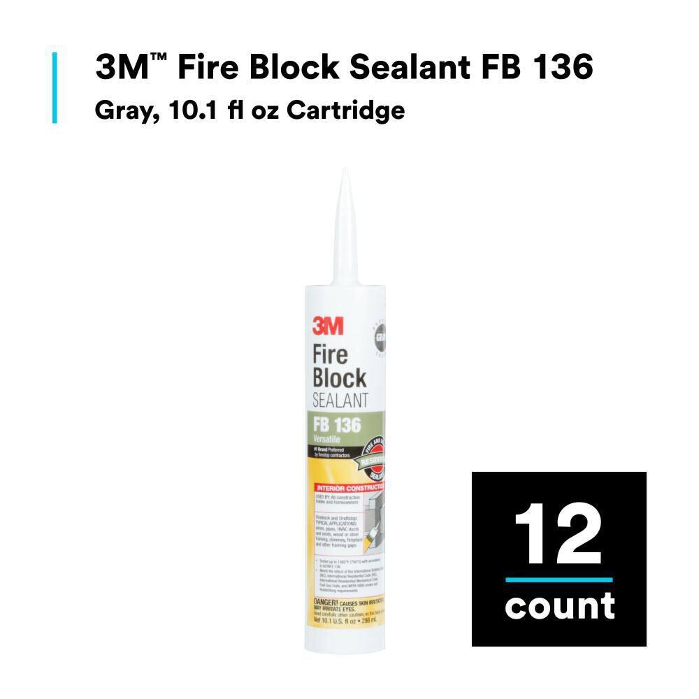 3M 10.1 fl. oz. Gray Fire Block FB 136 Sealant (12-Pack)