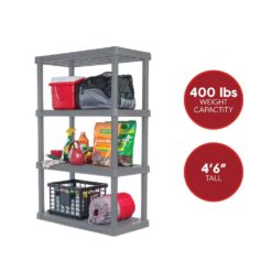 IRIS 4-Tier Large Plastic Garage Storage Shelving Unit, Gray (18 W x 56 H x 36 D)