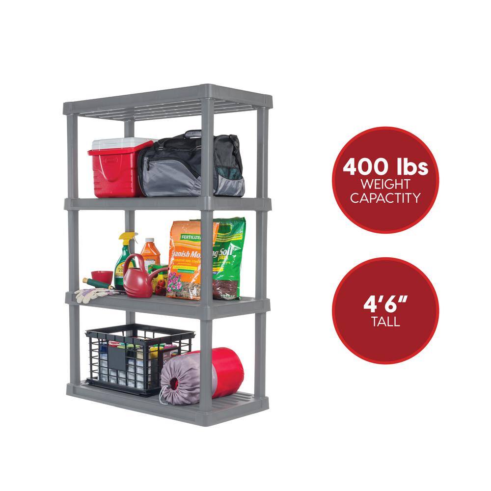 IRIS 4-Tier Large Plastic Garage Storage Shelving Unit, Gray (18 W x 56 H x 36 D)