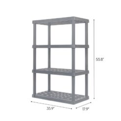 IRIS 4-Tier Large Plastic Garage Storage Shelving Unit, Gray (18 W x 56 H x 36 D)