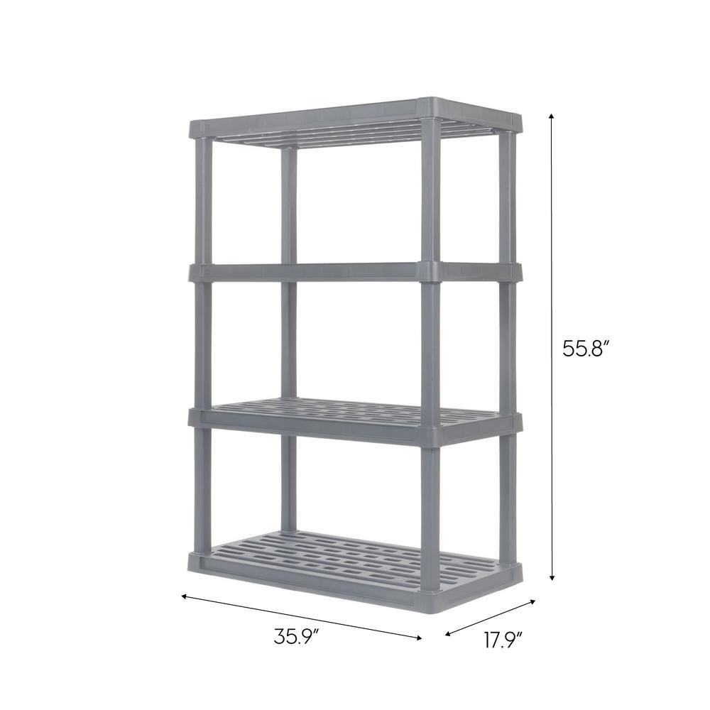 IRIS 4-Tier Large Plastic Garage Storage Shelving Unit, Gray (18 W x 56 H x 36 D)