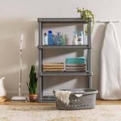 IRIS 4-Tier Large Plastic Garage Storage Shelving Unit, Gray (18 W x 56 H x 36 D)