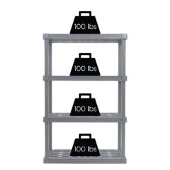 IRIS 4-Tier Large Plastic Garage Storage Shelving Unit, Gray (18 W x 56 H x 36 D)