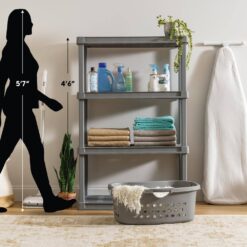 IRIS 4-Tier Large Plastic Garage Storage Shelving Unit, Gray (18 W x 56 H x 36 D)