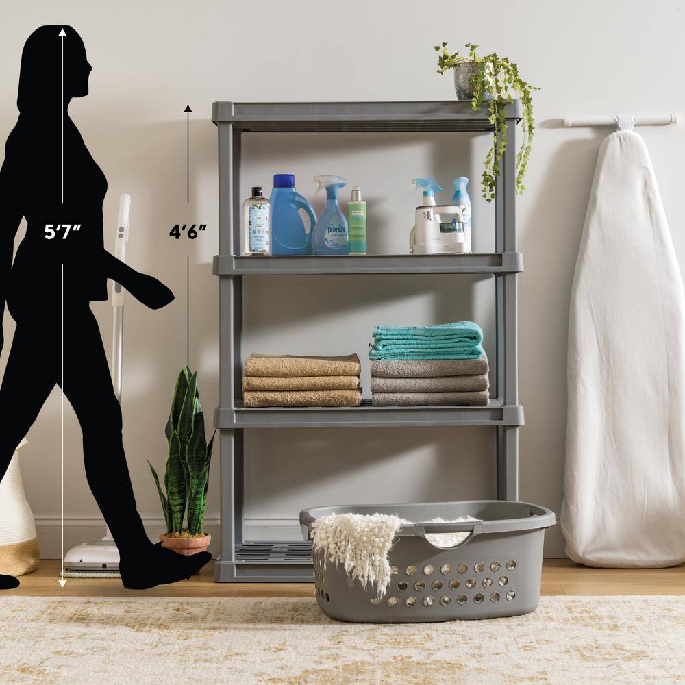 IRIS 4-Tier Large Plastic Garage Storage Shelving Unit, Gray (18 W x 56 H x 36 D)