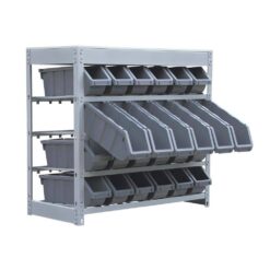 KING'S RACK Gray 4-Tier Botless Bin Storage System Garage Storage Rack (24 Plastic Bins in 4 Tier)