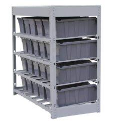 KING'S RACK Gray 4-Tier Botless Bin Storage System Garage Storage Rack (24 Plastic Bins in 4 Tier)