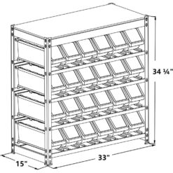 KING'S RACK Gray 4-Tier Botless Bin Storage System Garage Storage Rack (24 Plastic Bins in 4 Tier)