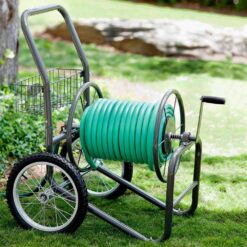 LIBERTY GARDEN 300 ft. Gray Steel 2 Wheel Hose Cart Garden Hose Reel