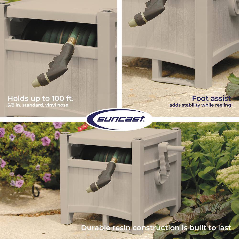 Suncast 100 ft. Hose Hideaway Dove Gray