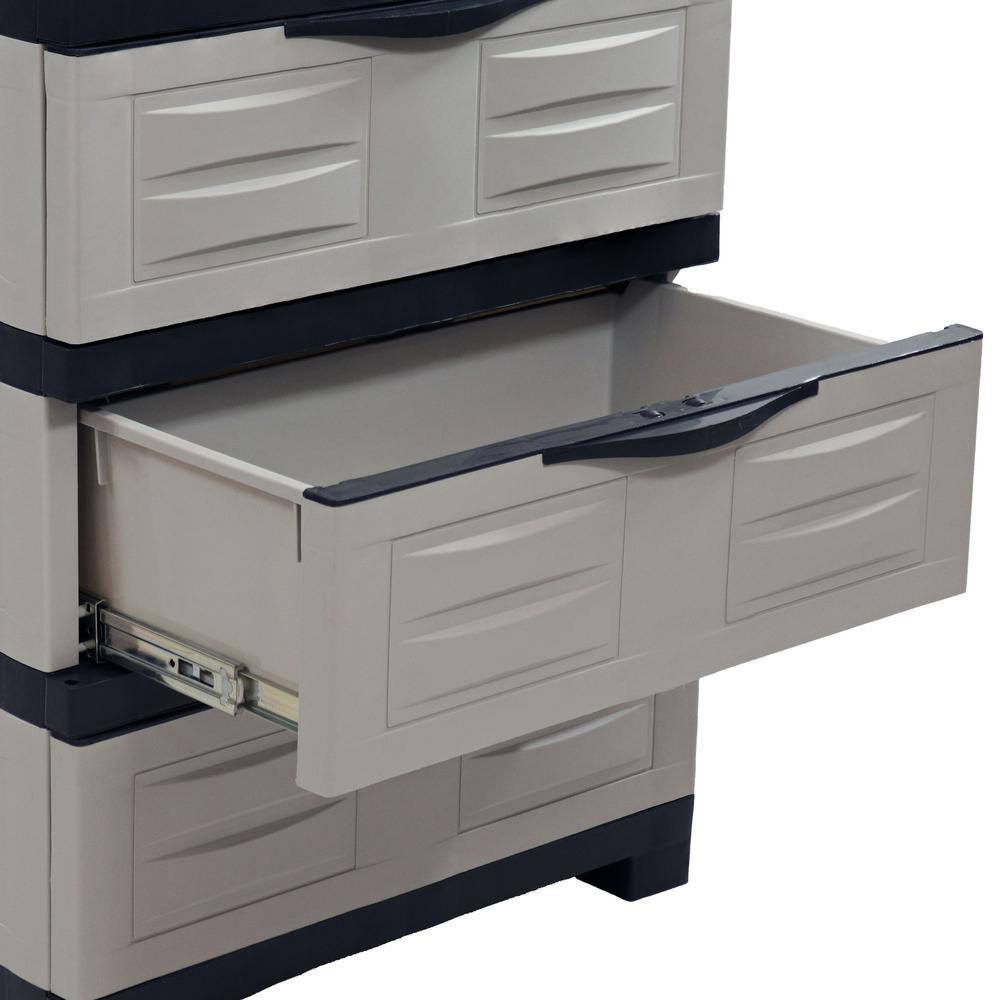 Sunnydaze Heavy-Duty 23.25 in. W x 29.5 in. H x 14 in. D Gray Stackable Pull-Out Polypropylene 3-Drawer Storage Cabinet