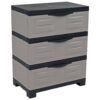 Sunnydaze Heavy-Duty 23.25 in. W x 29.5 in. H x 14 in. D Gray Stackable Pull-Out Polypropylene 3-Drawer Storage Cabinet