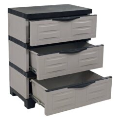 Sunnydaze Heavy-Duty 23.25 in. W x 29.5 in. H x 14 in. D Gray Stackable Pull-Out Polypropylene 3-Drawer Storage Cabinet