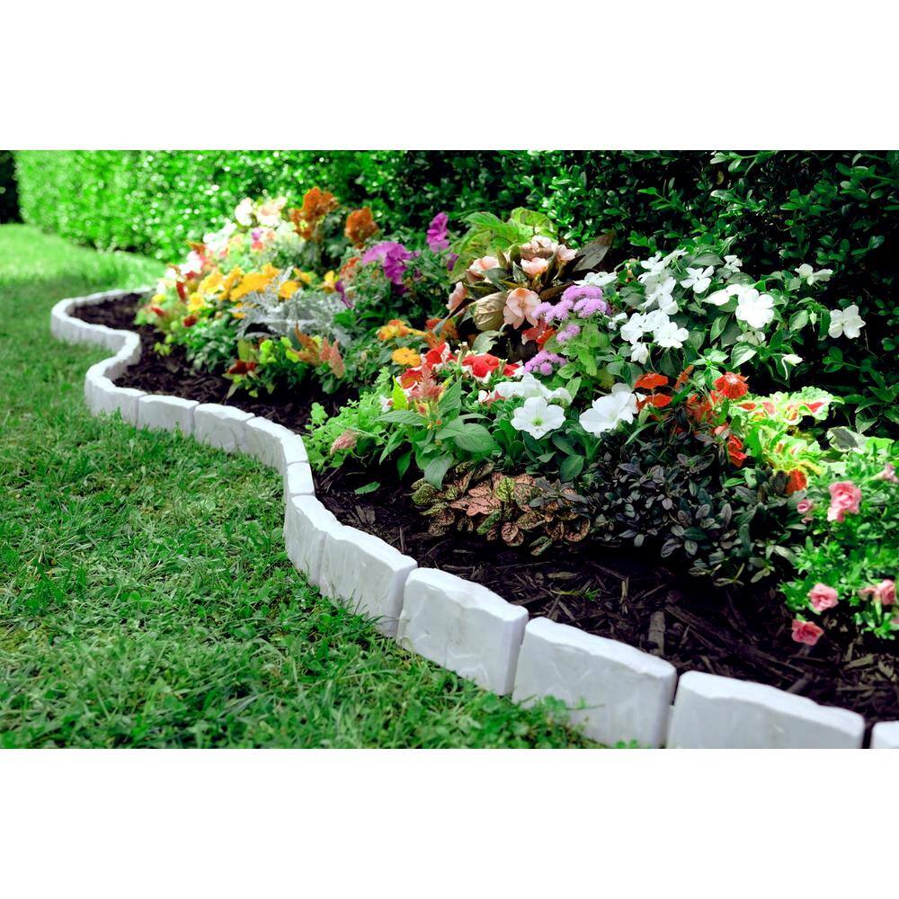 Vigoro Decorative Faux Stone 90 ft. x 2.7 in. Gray Plastic No-Dig Landscape Edging Kit