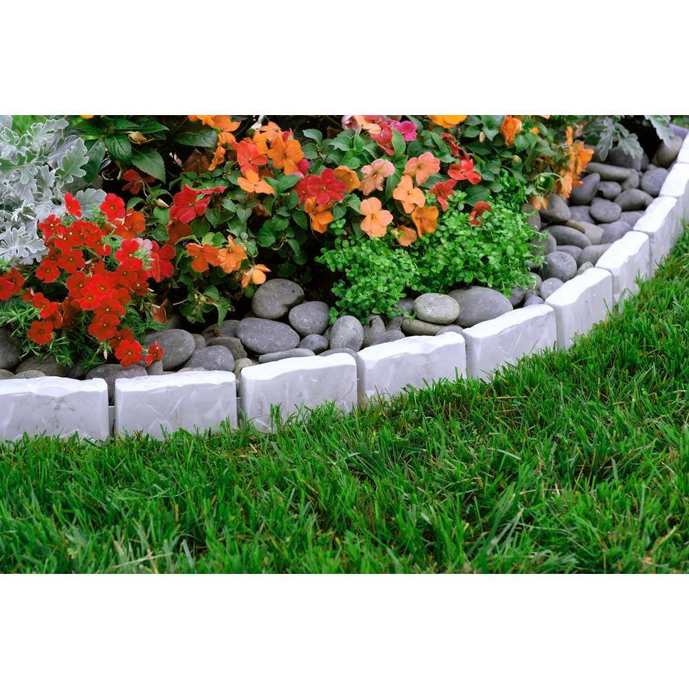 Vigoro Decorative Faux Stone 90 ft. x 2.7 in. Gray Plastic No-Dig Landscape Edging Kit
