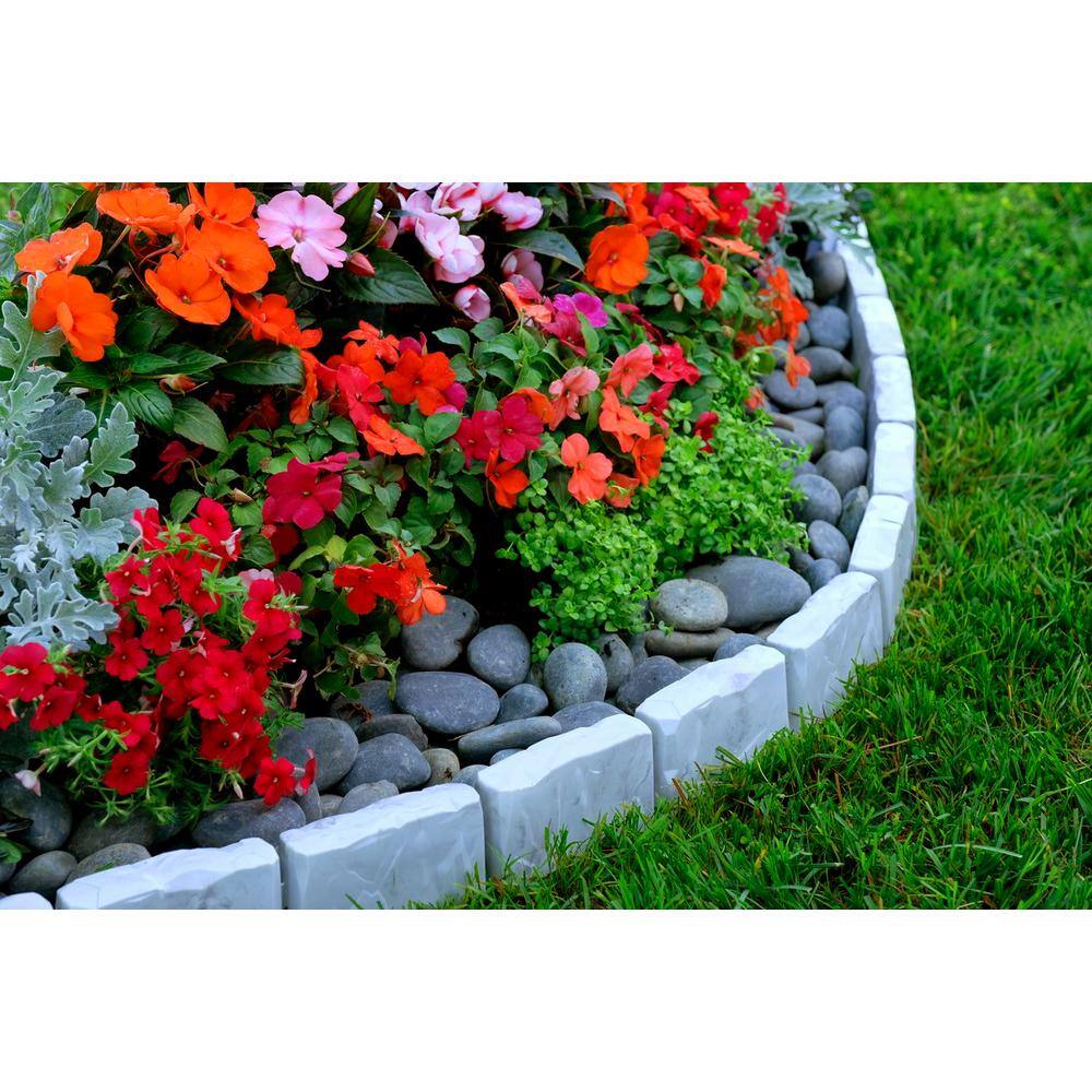 Vigoro Decorative Faux Stone 90 ft. x 2.7 in. Gray Plastic No-Dig Landscape Edging Kit