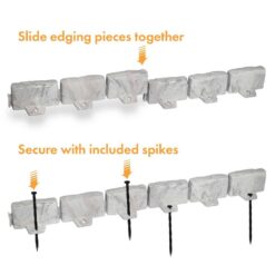 Vigoro Decorative Faux Stone 90 ft. x 2.7 in. Gray Plastic No-Dig Landscape Edging Kit