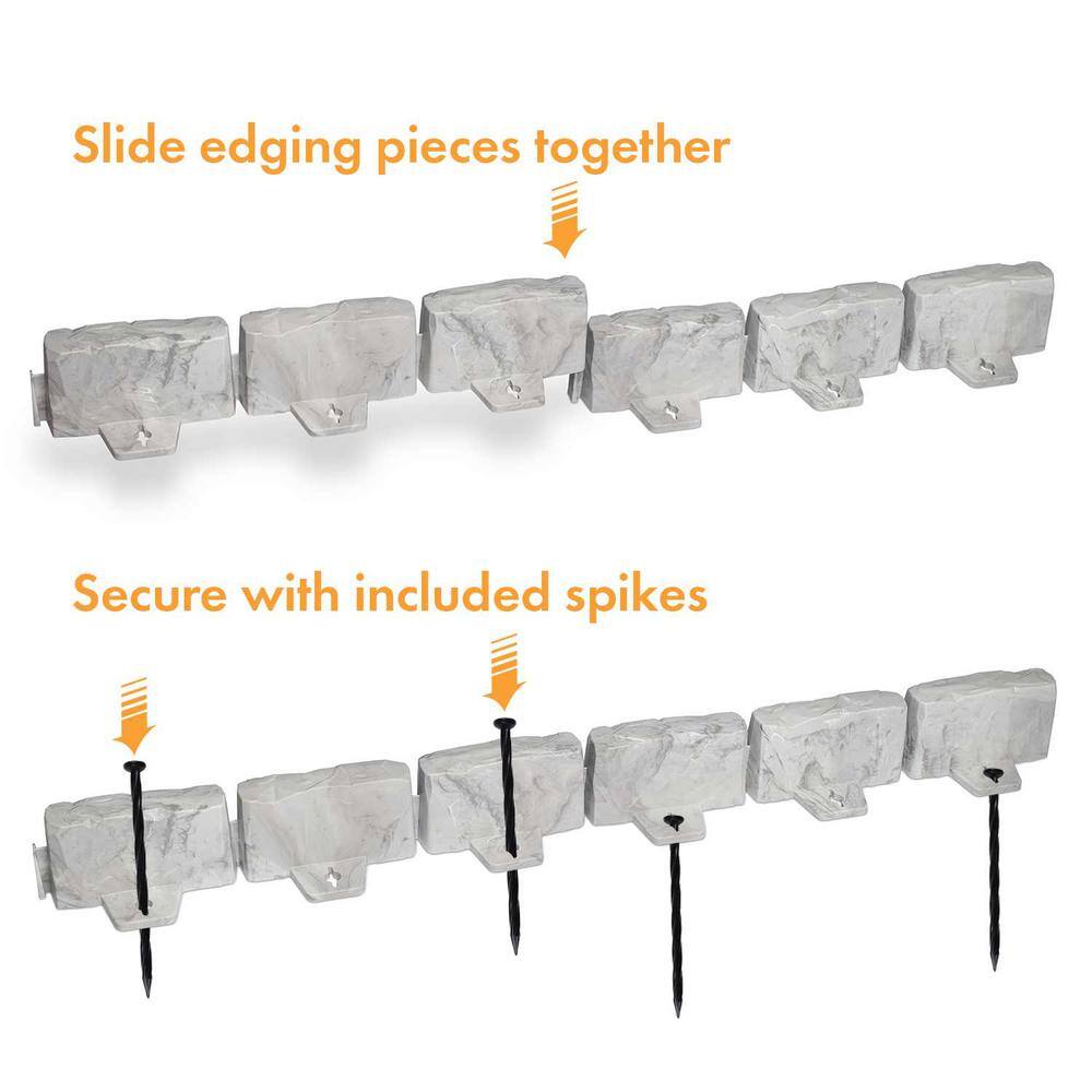 Vigoro Decorative Faux Stone 90 ft. x 2.7 in. Gray Plastic No-Dig Landscape Edging Kit