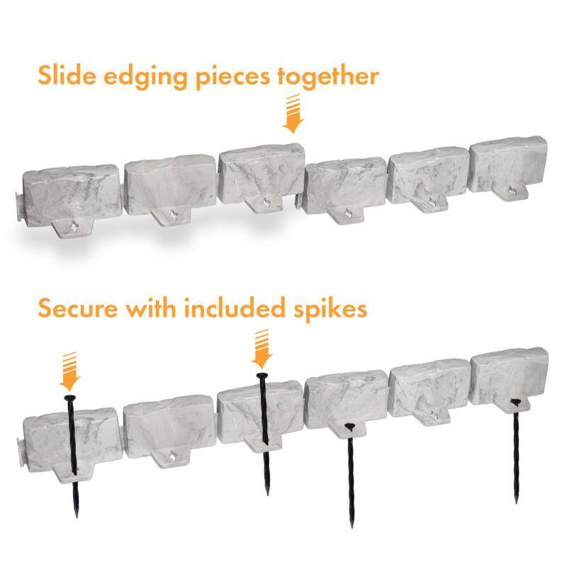 Vigoro Decorative Faux Stone 90 ft. x 2.7 in. Gray Plastic No-Dig Landscape Edging Kit