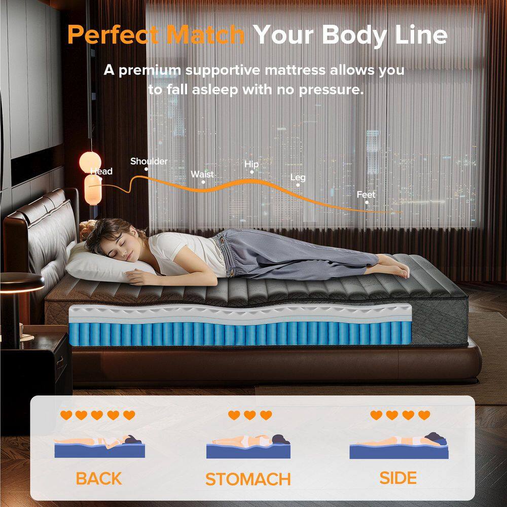 Babo Care King Medium Hybrid Memory Foam 10 in. Breathable and Cooling Motion Isolation Mattress with CertiPUR-US and OEKO-TEX