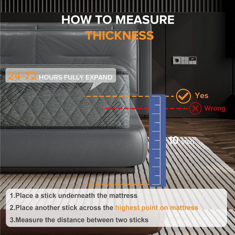 Babo Care King Medium Hybrid Memory Foam 10 in. Breathable and Cooling Motion Isolation Mattress with CertiPUR-US and OEKO-TEX