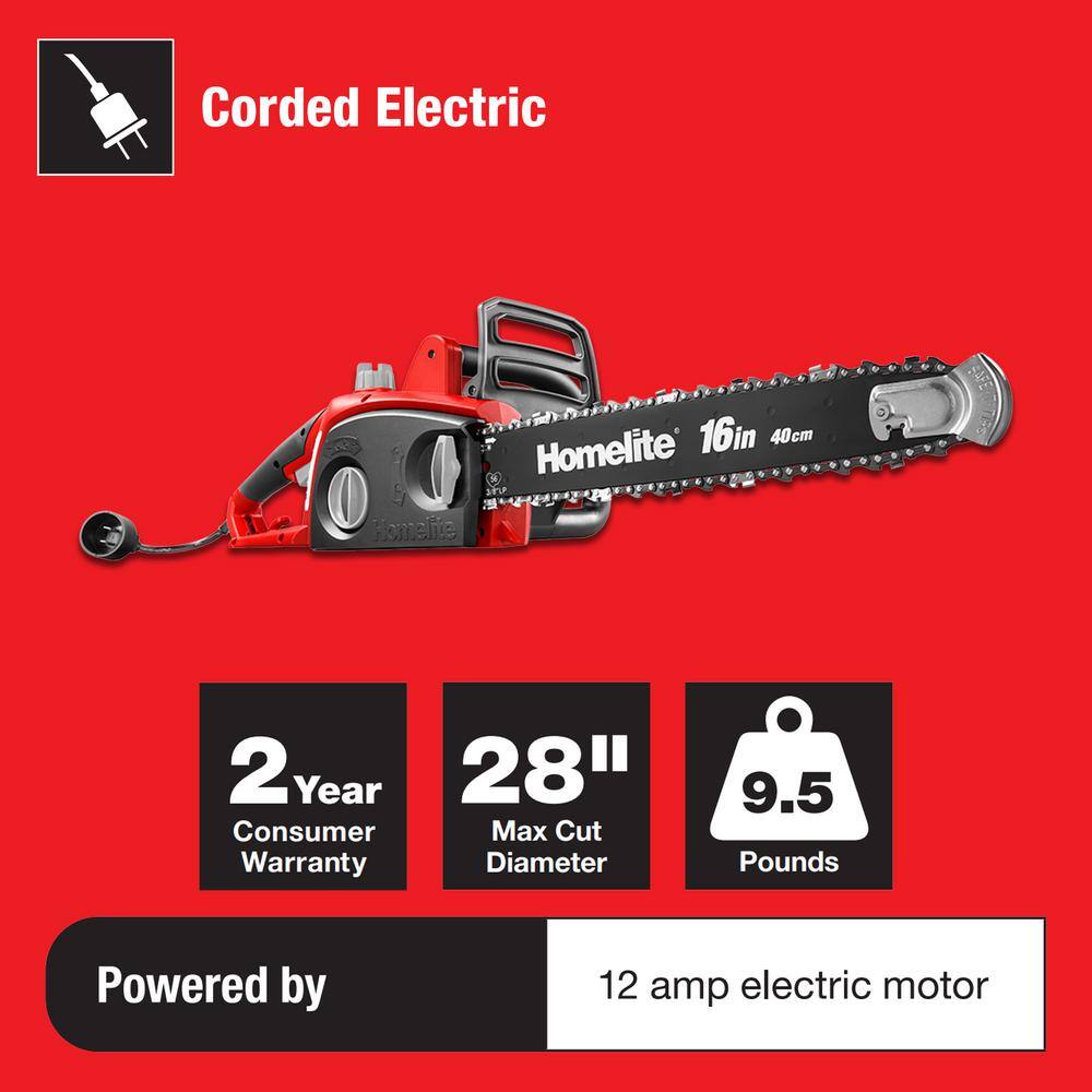 Homelite 16 in. 12 Amp Electric Chainsaw