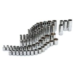 Husky 3/8 in. Drive SAE and Metric Socket and Bit Set with Ratchet and Rails (59-Piece)