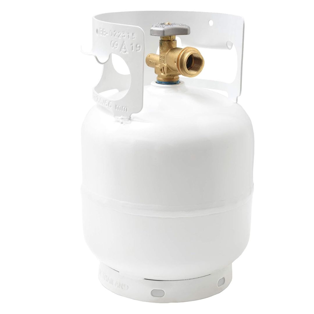 FLAME KING YSN5LB 5 Pound Propane Tank Cylinder, Great For Portable Grills, Fire Pits, Heaters And Overlanding, White