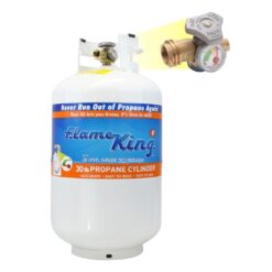 Flame King YSN330 30lb Steel Propane Tank Cylinder with Gauge and OPD Valve for Grills and BBQs, Camping, Fishing, & Outdoor Activities, White