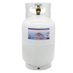 Flame King YSN10LB 10LB Steel Propane Tank Cylinder with Type 1 Overflow Protection Device Valve, for Camping, Fire Pits, Heaters, Grills, Overlanding, White