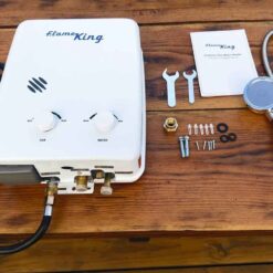 Flame King Tankless Outdoor Portable Camping Hot Shower Propane Gas 5L 1.32GPM Water Heater 34,000 BTU