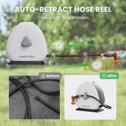 Giraffe Tools Ground-Mounted Retractable Hose Reel-1/2 in.-82 ft. Light Grey