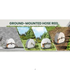 Giraffe Tools Ground-Mounted Retractable Hose Reel-1/2 in.-82 ft. Light Grey