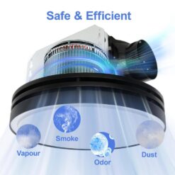 Akicon 110 CFM, 2-Sones Bathroom Fan with Light, 15-Watt Dimmable 3CCT LED Light with 5-Watt 2-Color Night Light, Round, Black