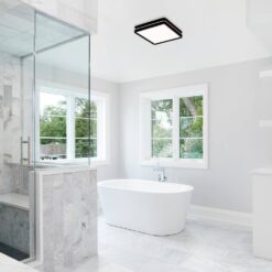 Akicon Bathroom Exhaust Fan with Light, Dimmable 3CCT LED Light with Night Light, 80 CFM, 2-Sones, Square, Black