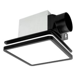 Akicon Bathroom Exhaust Fan with Light, Dimmable 3CCT LED Light with Night Light, 80 CFM, 2-Sones, Square, Black
