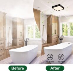 Akicon Bathroom Exhaust Fan with Light, Dimmable 3CCT LED Light with Night Light, 80 CFM, 2-Sones, Square, Black
