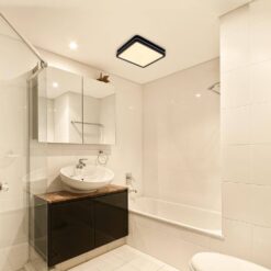 Akicon Bathroom Exhaust Fan with Light, Dimmable 3CCT LED Light with Night Light, 80 CFM, 2-Sones, Square, Black