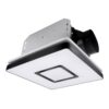 Akicon 1390N2 Series Decorative Black Fan Speed 90 CFM Ceiling Bathroom Exhaust Fan with 18-Watt Dimmable 3CCT LED Light Square