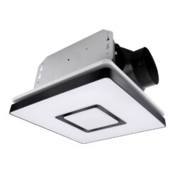 Akicon 1390N2 Series Decorative Black Fan Speed 90 CFM Ceiling Bathroom Exhaust Fan with 18-Watt Dimmable 3CCT LED Light Square