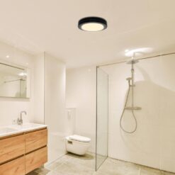 Akicon Bathroom Exhaust Fan with Light, 80 CFM 2-Sones, 15-Watt Dimmable 3000K/4000K/5500K 3CCT LED Light (Matte black)