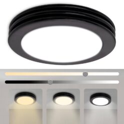 Akicon Bathroom Exhaust Fan with Light, 80 CFM 2-Sones, 15-Watt Dimmable 3000K/4000K/5500K 3CCT LED Light (Matte black)