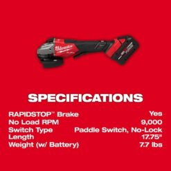 Milwaukee M18 FUEL 18-Volt Lith-Ion Cordless 4-1/2 in. /6 in. Braking Grinder w/ Two XC 8.0 Ah Battery & 3/8 in. Impact Wrench