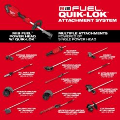 Milwaukee M18 FUEL 18V 16 in. Brushless Cordless QUIK-LOK String Trimmer 8.0 Ah FORGE Kit w/ Articulating Hedge Trimmer Attachment